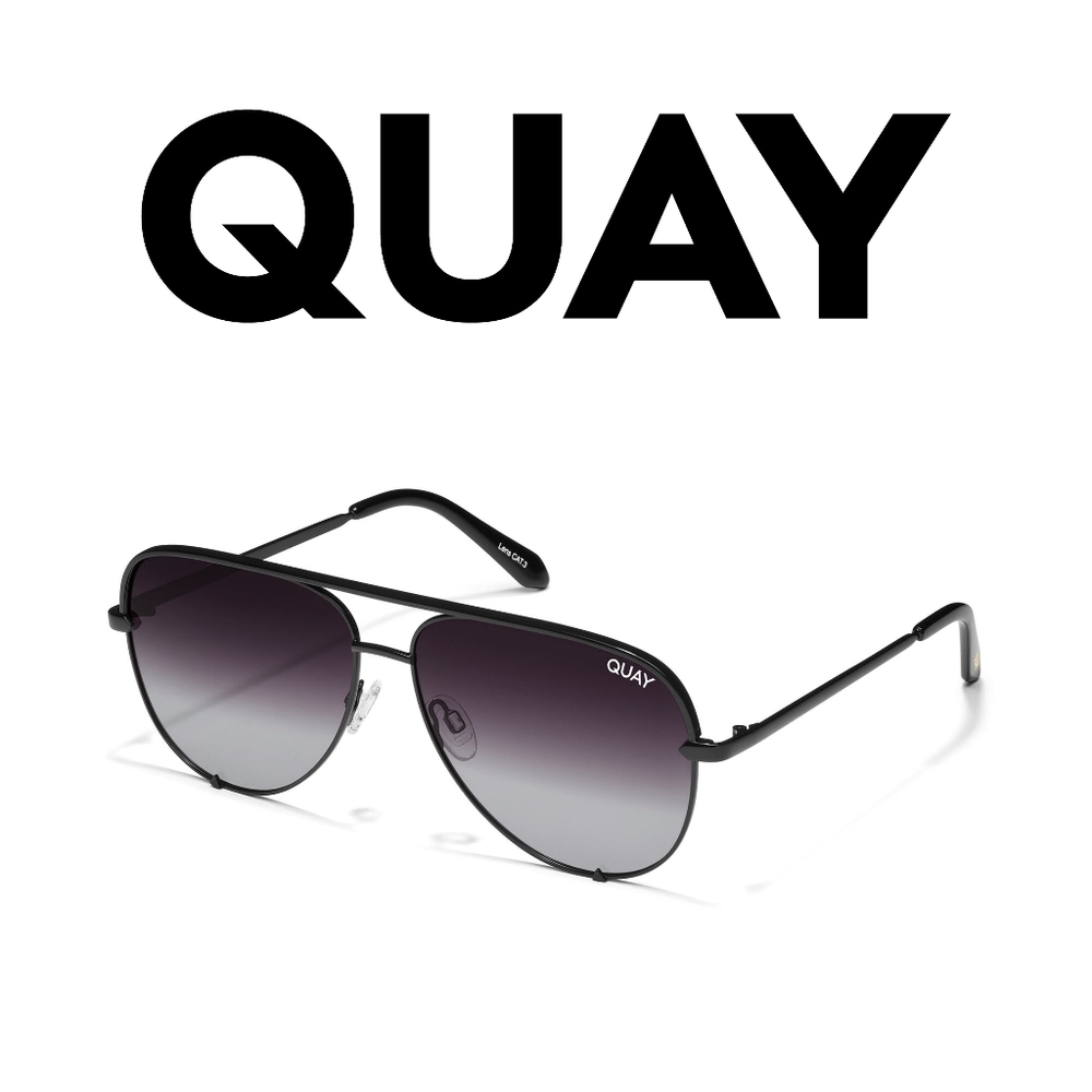 Quay High Key 126 Black/smoked lenses Aviator Sunglasses Polarized - Picture 4 of 9